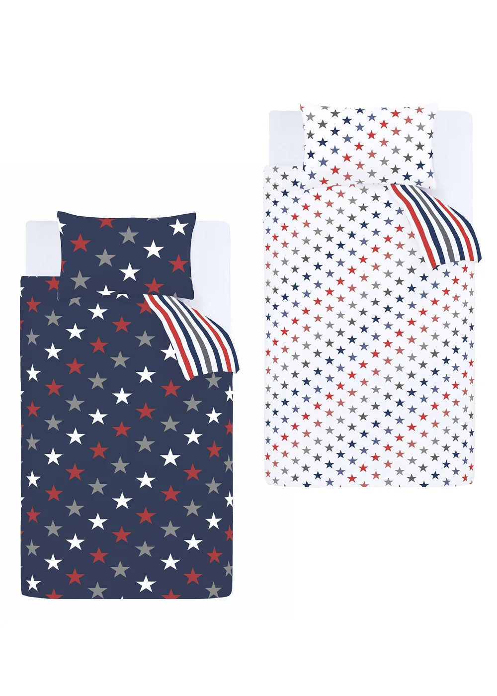 Catherine Lansfield So Soft Stripes and Stars Duvet Cover Set Two Pack - Single Image 5