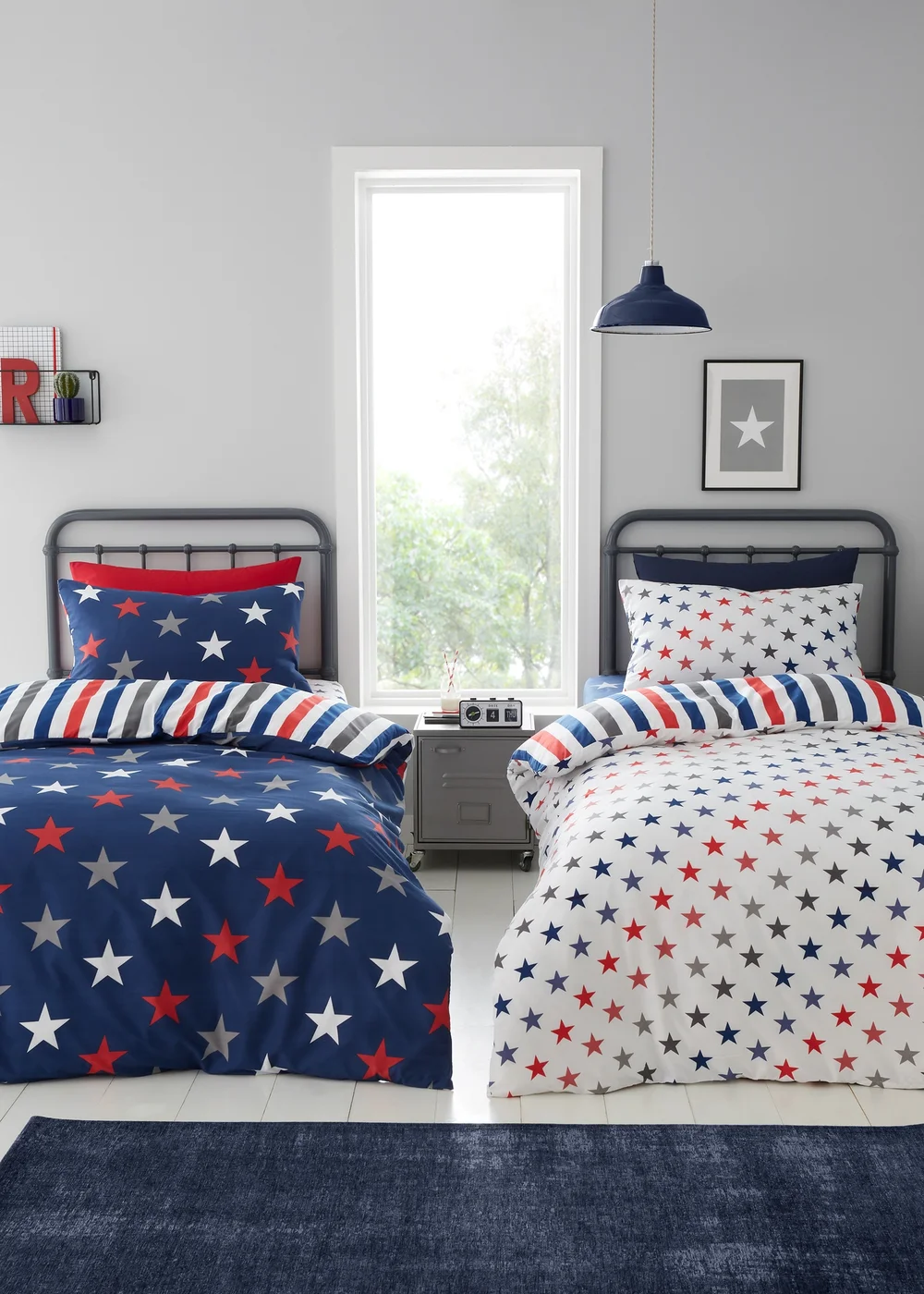 Catherine Lansfield So Soft Stripes and Stars Duvet Cover Set Two Pack - Single Image 1