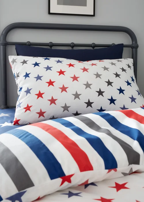 Catherine Lansfield So Soft Stripes and Stars Duvet Cover Set Two Pack - Single Image 2