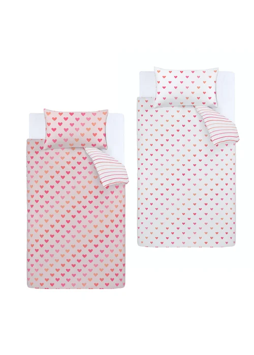 Catherine Lansfield So Soft Hearts and Stripes Duvet Cover Set Two Pack - Single Image 5