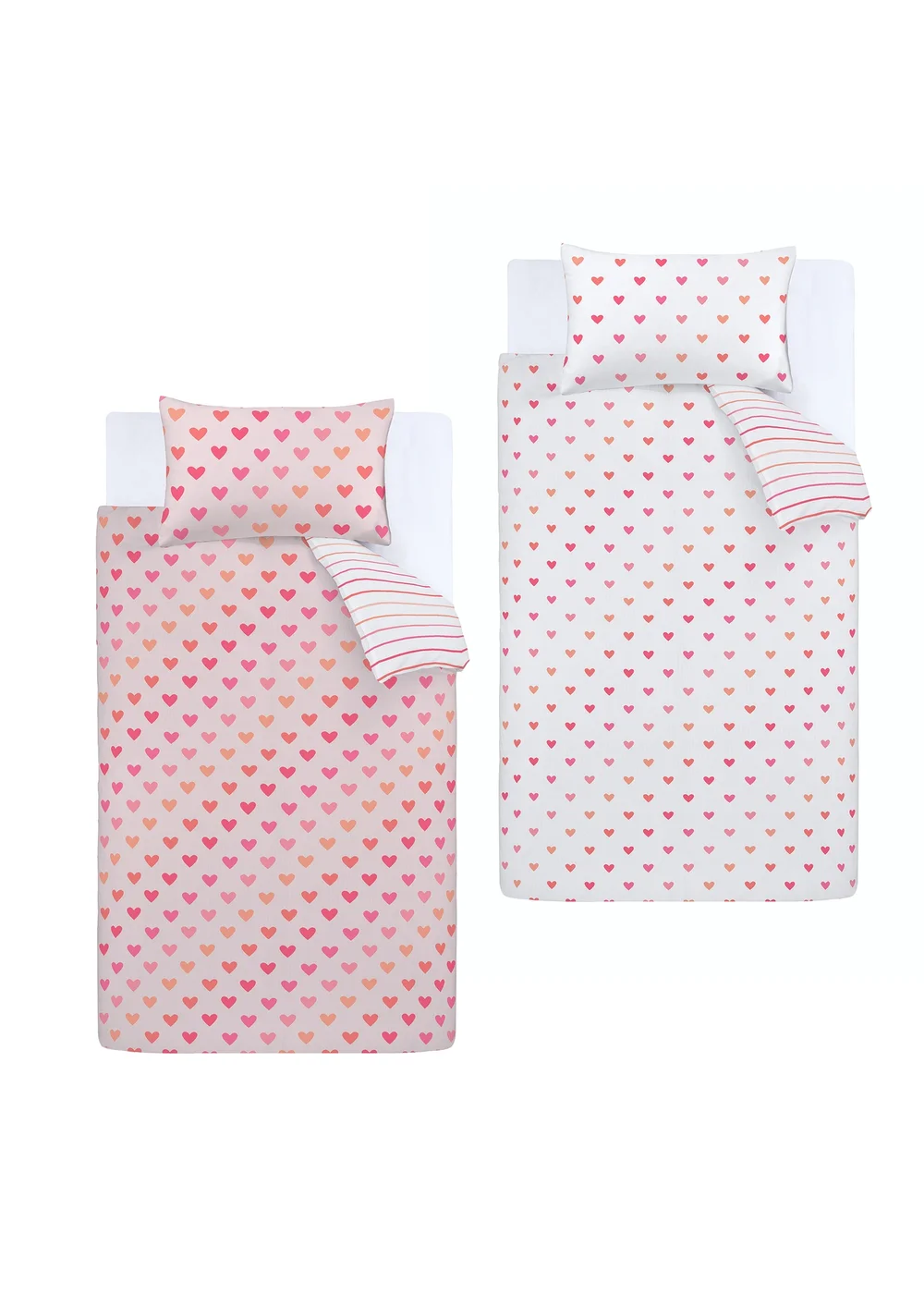 Catherine Lansfield So Soft Hearts and Stripes Duvet Cover Set Two Pack - Double Image 5