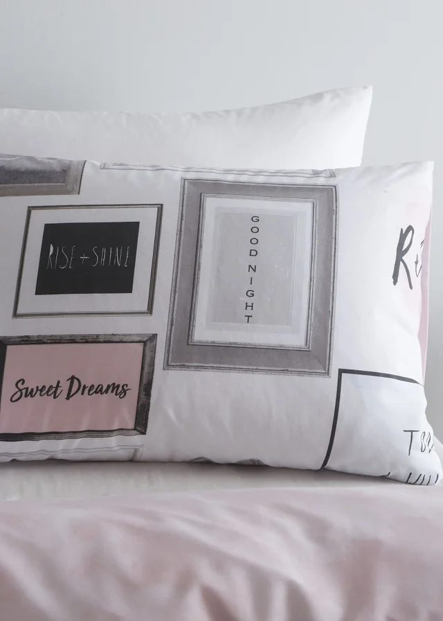 Catherine Lansfield Sleep Dreams Reversible Duvet Cover Set Blush Pink