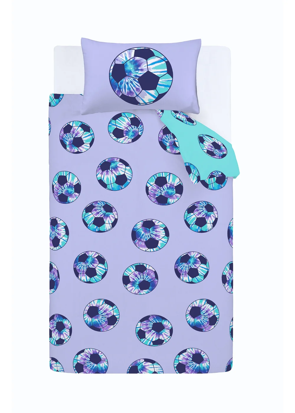 Catherine Lansfield Tie Dye Football Reversible Duvet Cover Set Lilac - Single Image 5