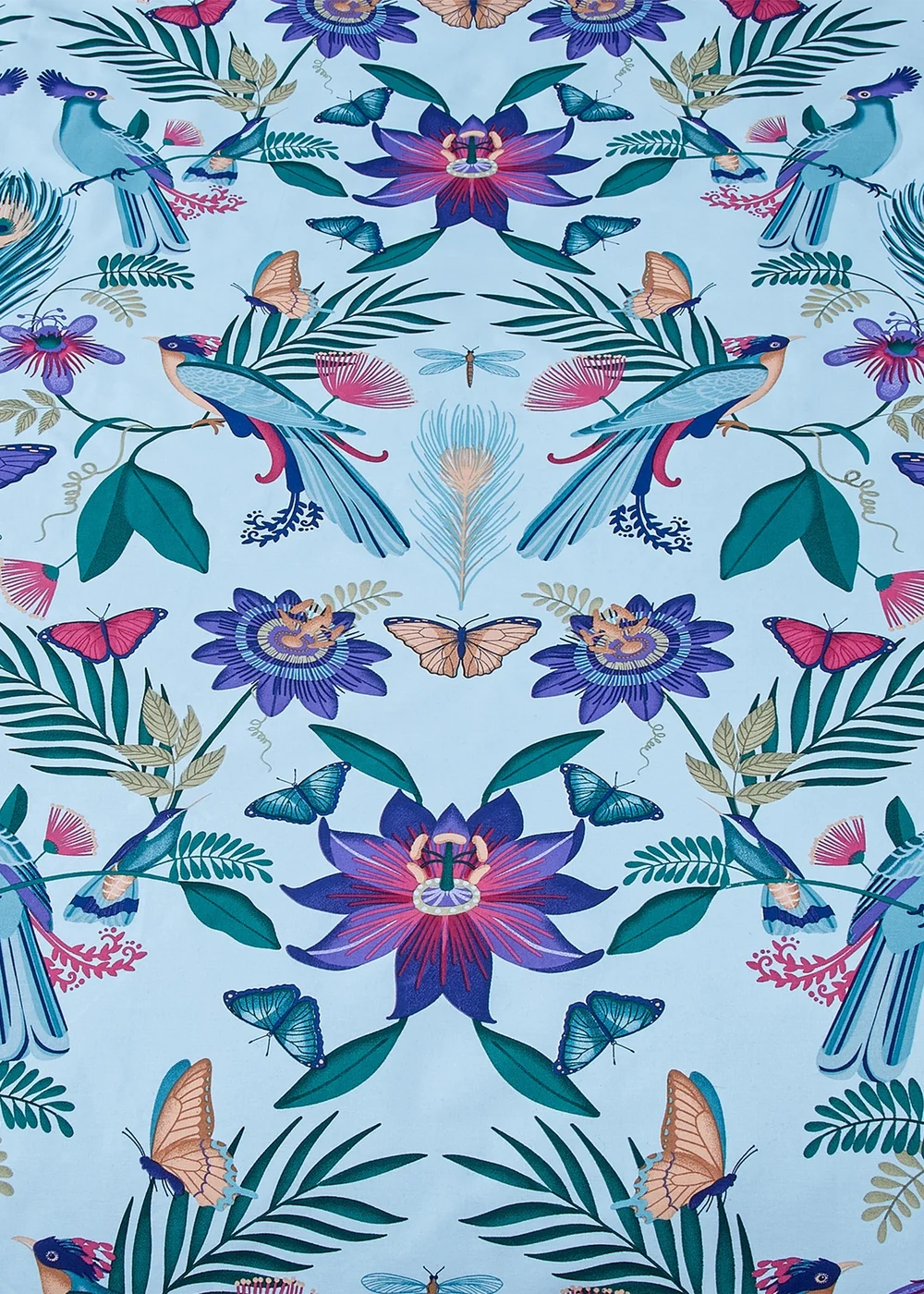 Catherine Lansfield Mya Tropical Floral Reversible Duvet Cover Set Duck egg Blue - Single Image 4