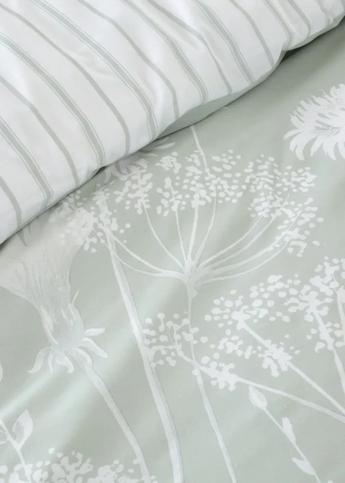 Catherine Lansfield Meadowsweet Floral Reversible Duvet Cover Set Green - Single Image 3