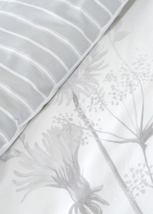 Catherine Lansfield Meadowsweet Floral Reversible Duvet Cover Set White Grey - Single Image 3