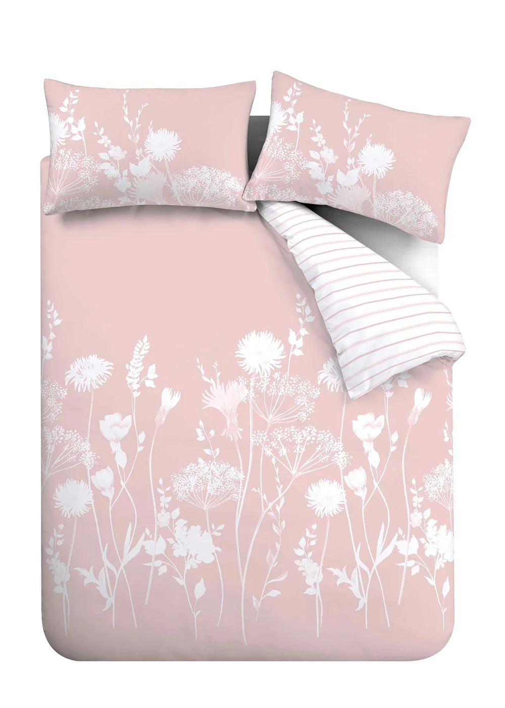 Catherine Lansfield Meadowsweet Floral Reversible Duvet Cover Set Blush Pink - Single Image 5