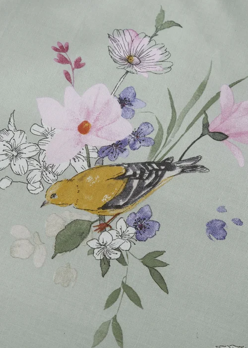 Catherine Lansfield Songbird Reversible Duvet Cover Set Sage Green - Single Image 4