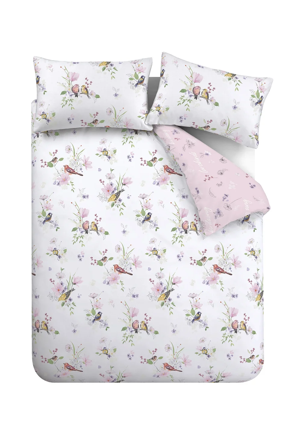 Catherine Lansfield Songbird Reversible Duvet Cover Set Pink - Single Image 5