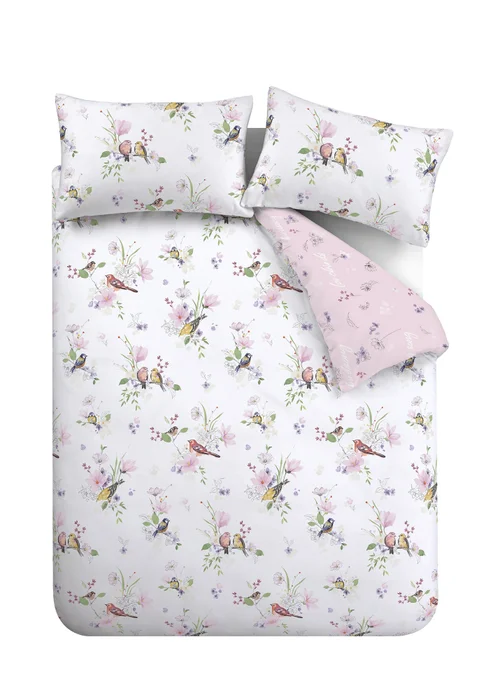 Catherine Lansfield Songbird Reversible Duvet Cover Set Pink - Single Image 5
