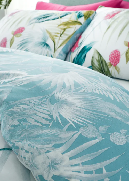 Catherine Lansfield Aruba Tropical Floral Reversible Duvet Cover Set Green - King Image 4