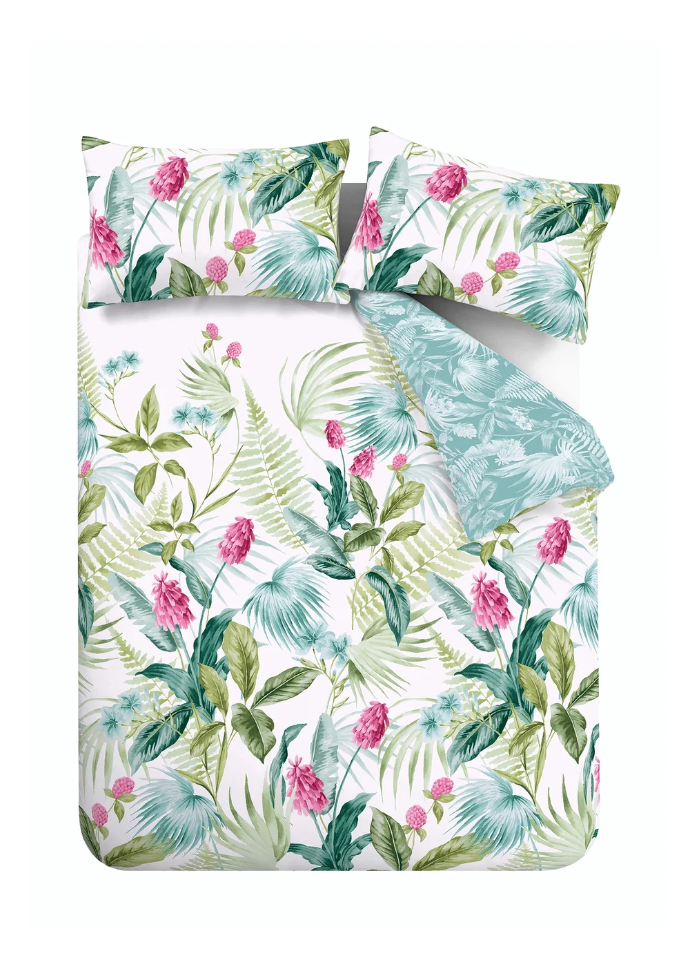Catherine Lansfield Aruba Tropical Floral Reversible Duvet Cover Set Green - King Image 5