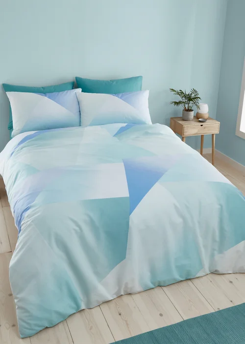 Catherine Lansfield Ombre Larsson Geo Reversible Duvet Cover Set - Single Image 1