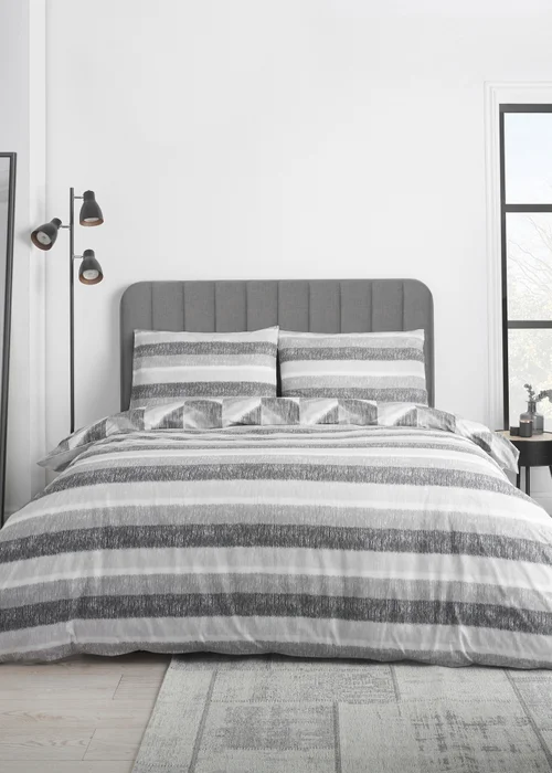 Catherine Lansfield Kamari Stripe Reversible Duvet Cover Set - Single Image 2