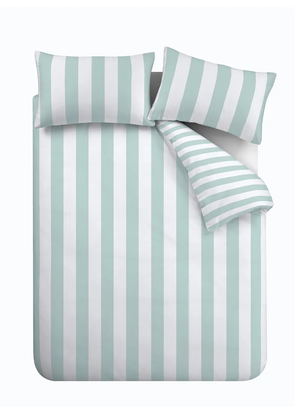 Catherine Lansfield Cove Stripe Reversible Duvet Cover Set Duck egg Blue - Single Image 5