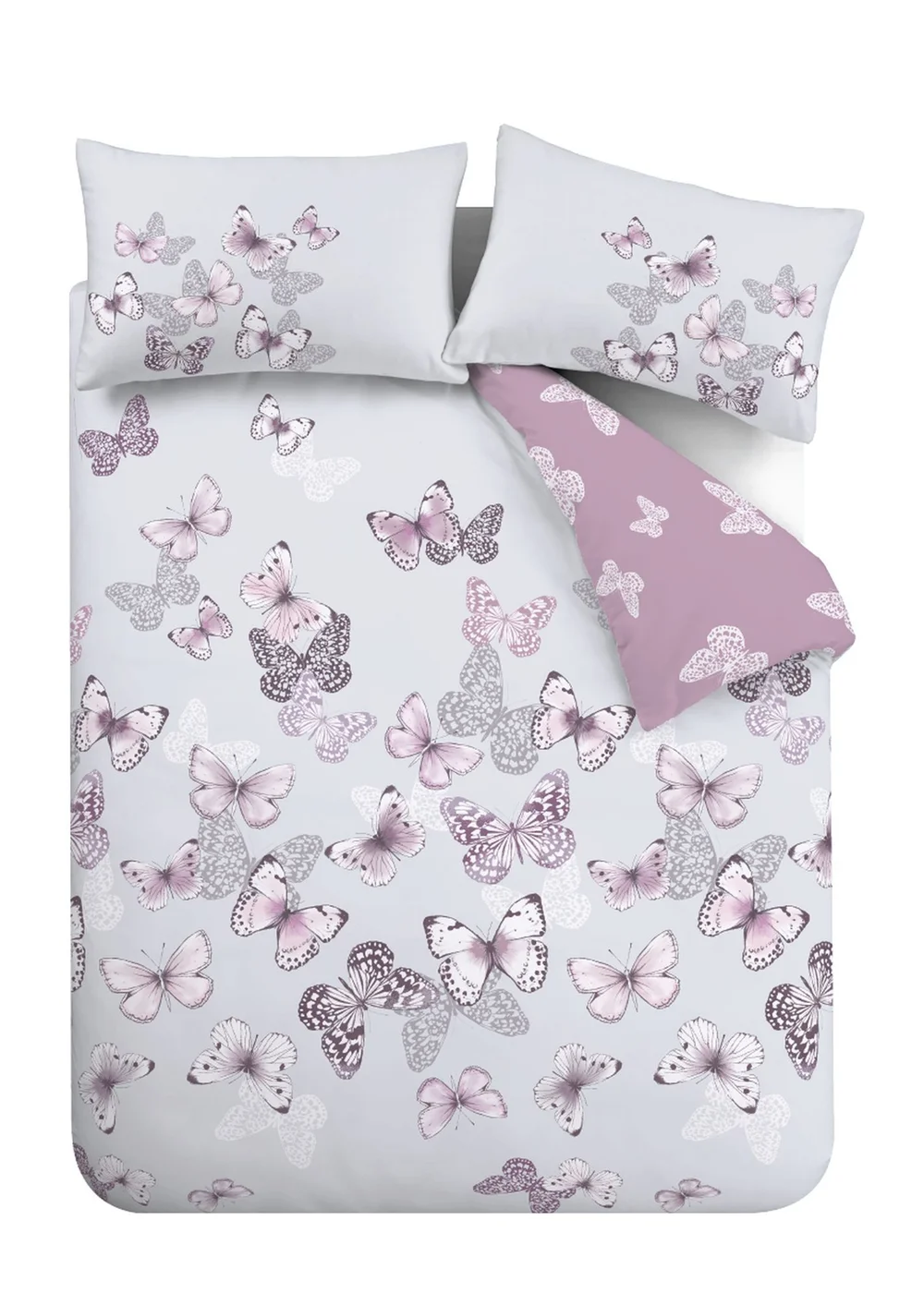 Catherine Lansfield Scatter Butterfly Reversible Duvet Cover Set Heather - Single Image 5