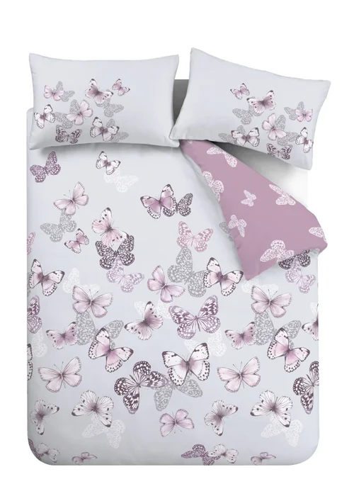 Catherine Lansfield Scatter Butterfly Reversible Duvet Cover Set Heather - Single Image 5