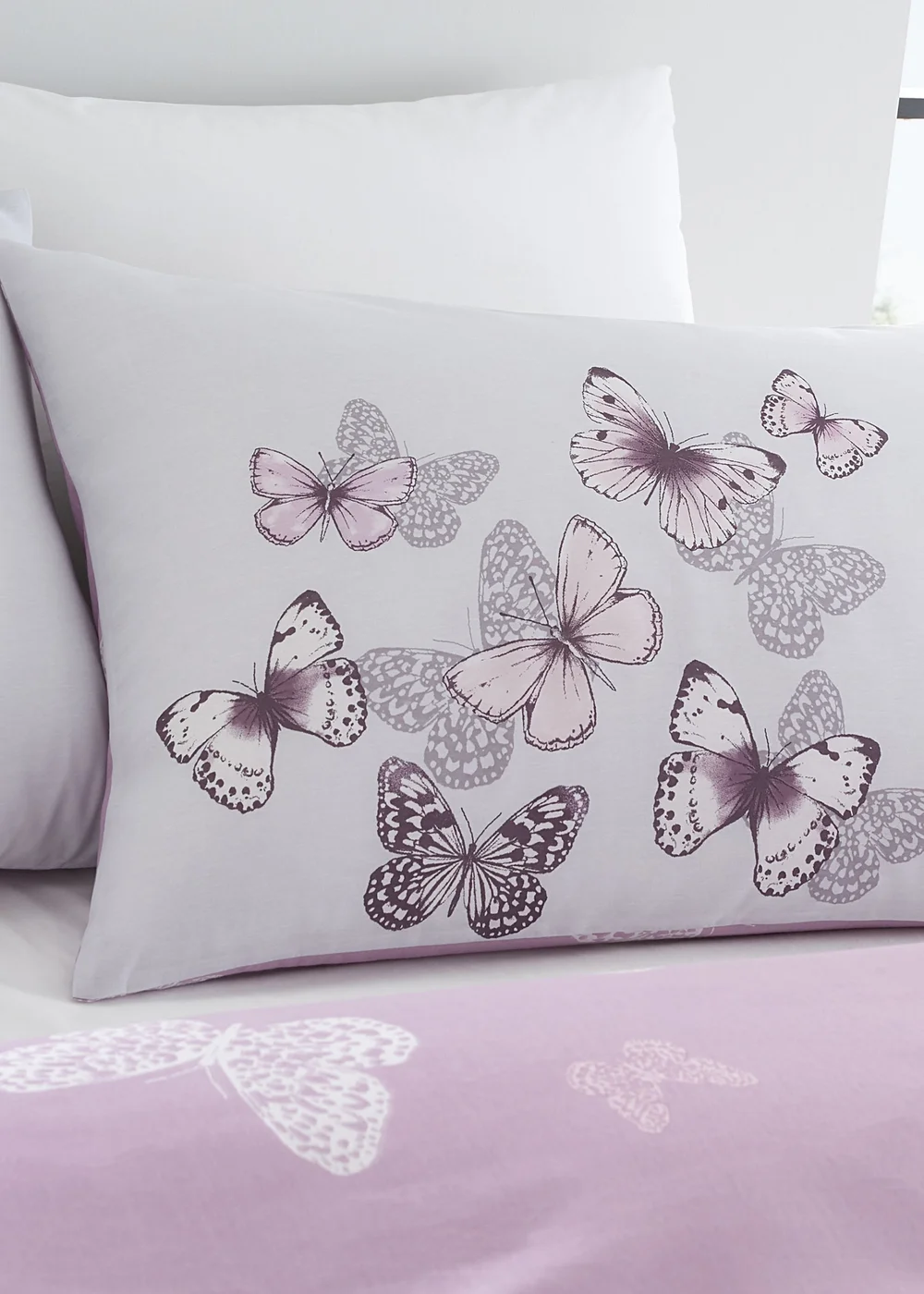 Catherine Lansfield Scatter Butterfly Reversible Duvet Cover Set Heather - Single Image 2