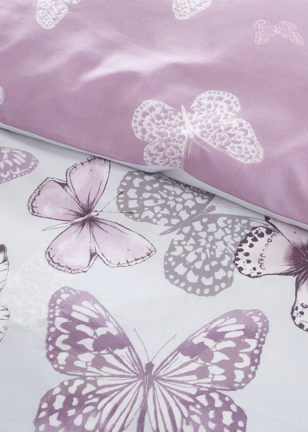 Catherine Lansfield Scatter Butterfly Reversible Duvet Cover Set Heather - Single Image 3