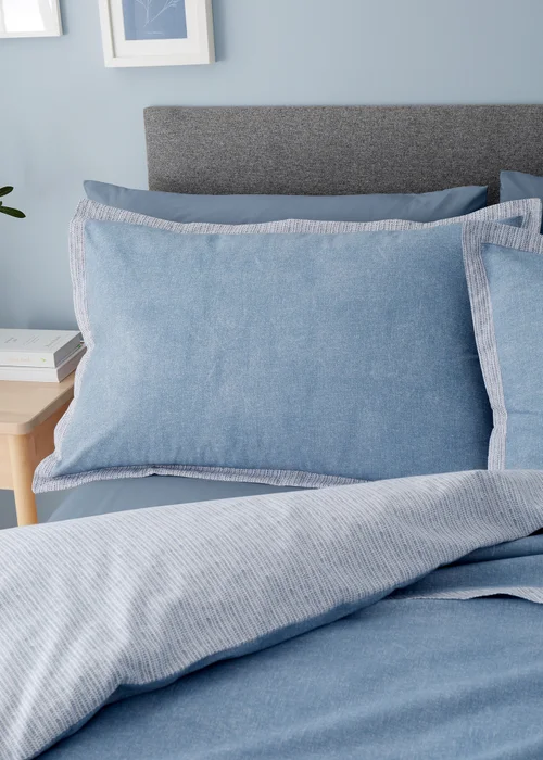 Catherine Lansfield Oslo Textured Trim Duvet Cover Set - Single Image 2