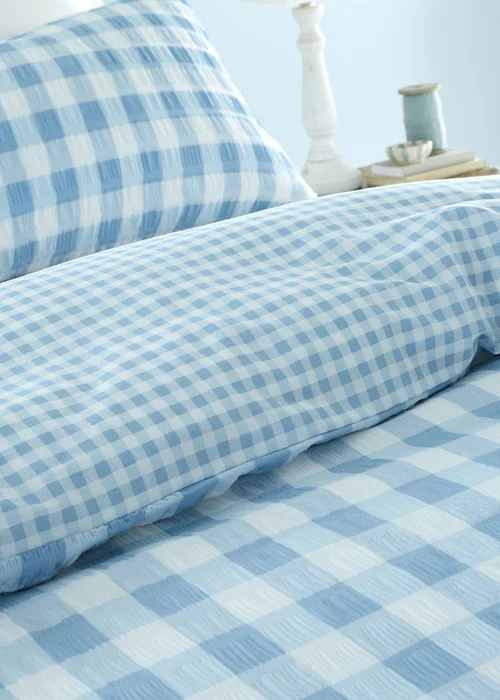 Catherine Lansfield Seersucker Gingham Check Duvet Cover Set - Single Image 4