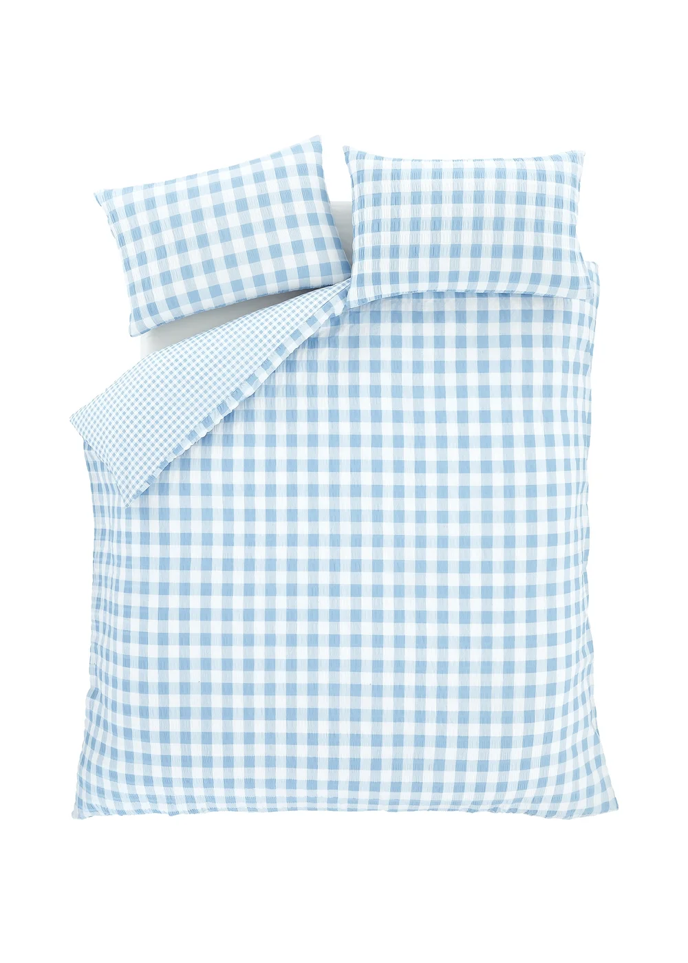 Catherine Lansfield Seersucker Gingham Check Duvet Cover Set - Single Image 5
