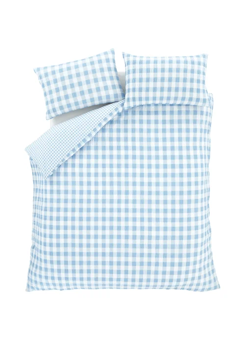 Catherine Lansfield Seersucker Gingham Check Duvet Cover Set - Single Image 5