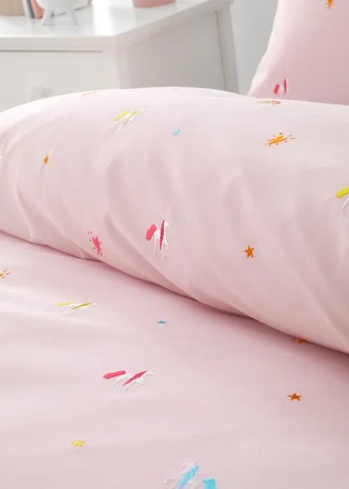 Catherine Lansfield Embroidered Unicorn Duvet Cover Set - Single Image 3