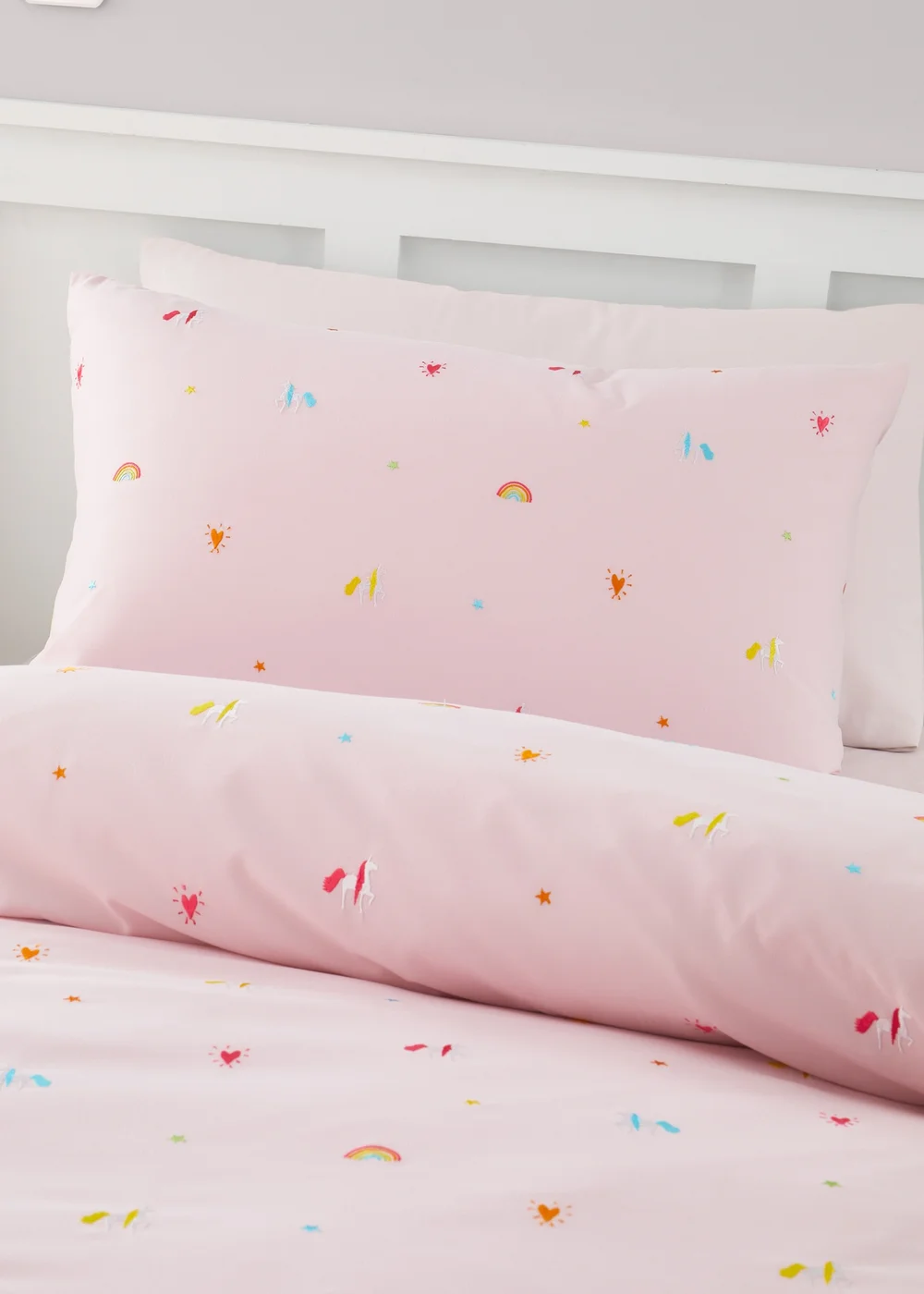 Catherine Lansfield Embroidered Unicorn Duvet Cover Set - Single Image 2