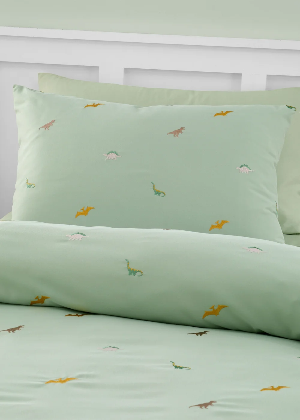 Catherine Lansfield Embroidered Dinosaur Duvet Cover Set - Single Image 2