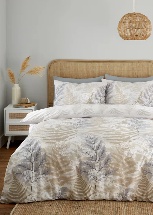 Catherine Lansfield Floral Foliage Reversible Duvet Cover Set - Single Image 1