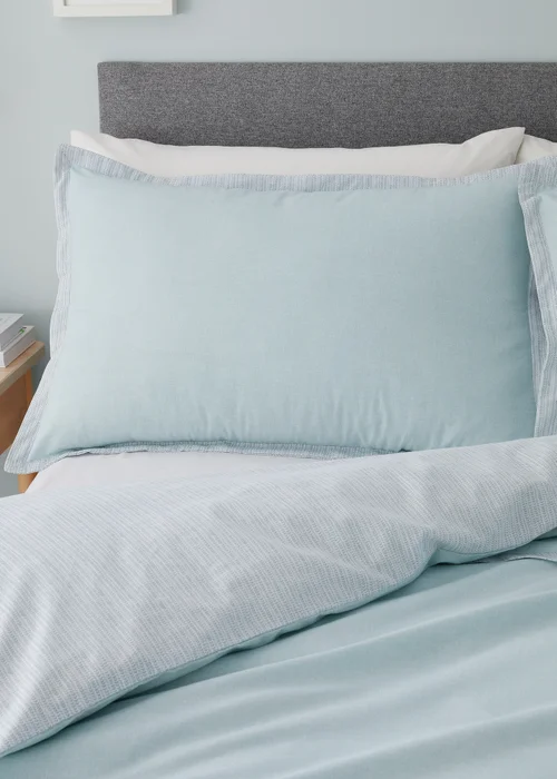 Catherine Lansfield Oslo Textured Trim Duvet Cover - Single Image 2