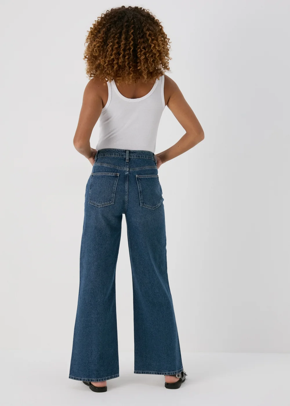 Mid Wash Wide Leg Jeans - 8/L29 Image 2
