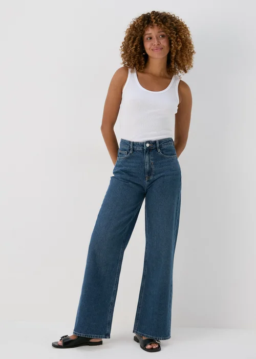Mid Wash Wide Leg Jeans - 8/L29 Image 1