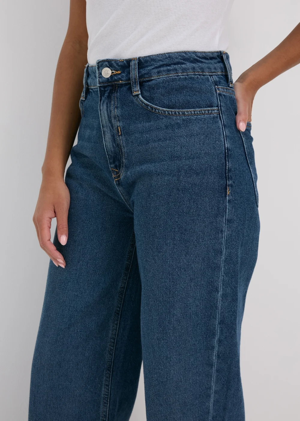 Mid Wash Wide Leg Jeans - 8/L29 Image 3