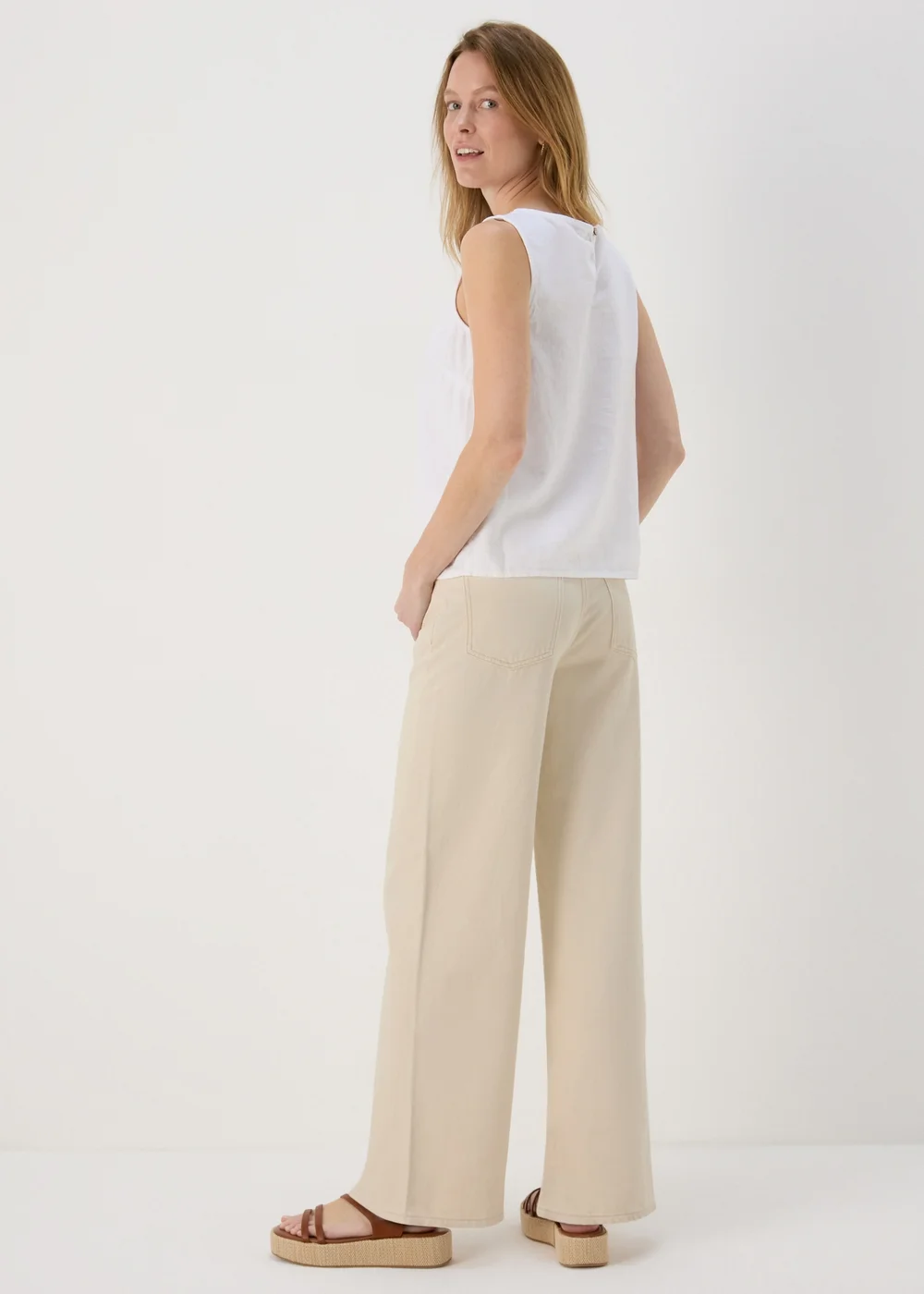 Ecru Wide Leg Jeans - 8/L29 Image 2