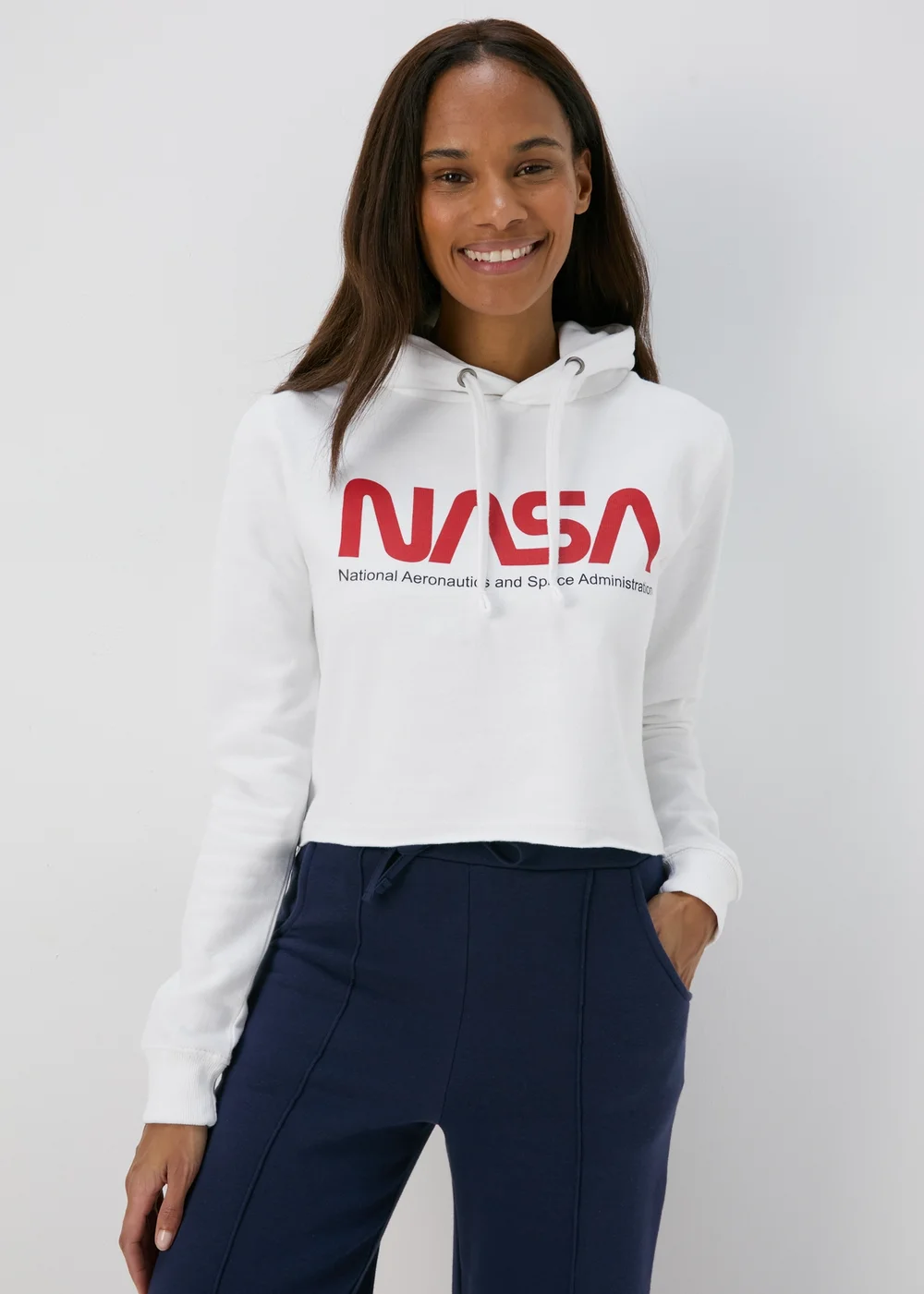 NASA White Crop Hoodie - S Image 1