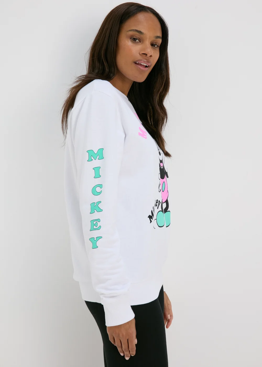 Disney White Retro Mickey Sweatshirt - S Image 1