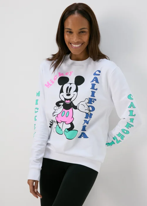 Disney White Retro Mickey Sweatshirt - S Image 3