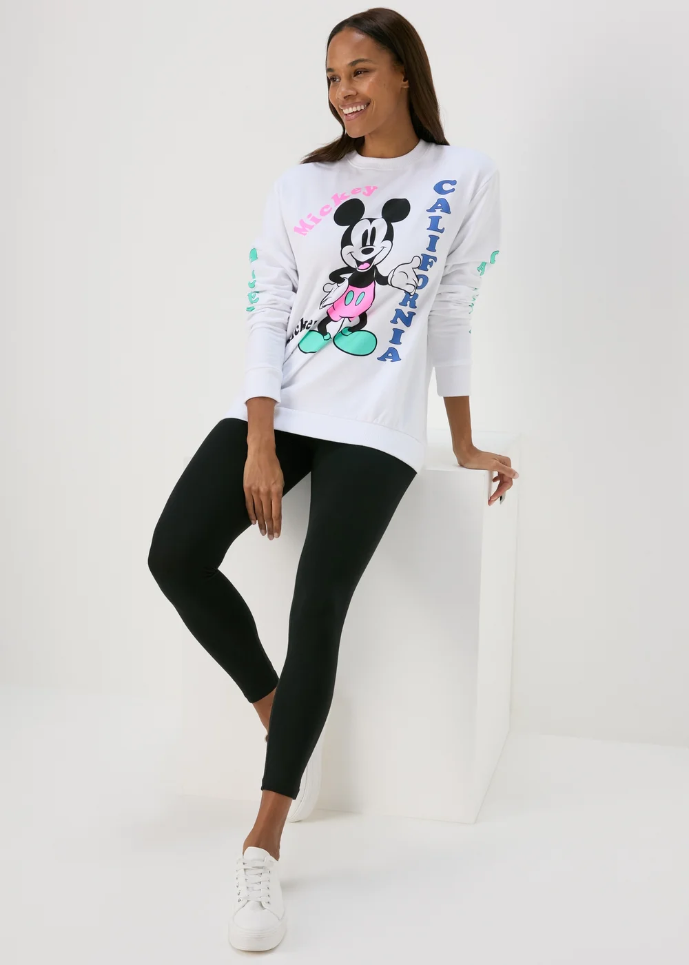 Disney White Retro Mickey Sweatshirt - S Image 4
