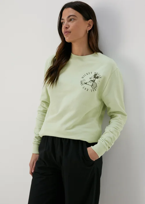 Disney Green Front & Back Mickey Sweatshirt - S Image 1
