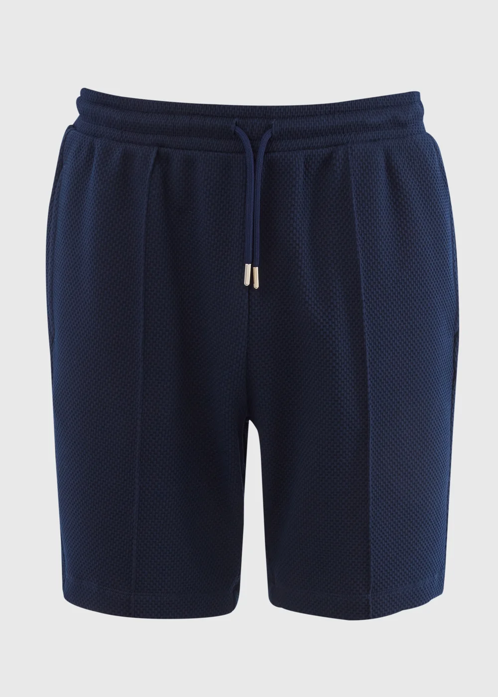 Navy Plain Textured Shorts - S Image 5
