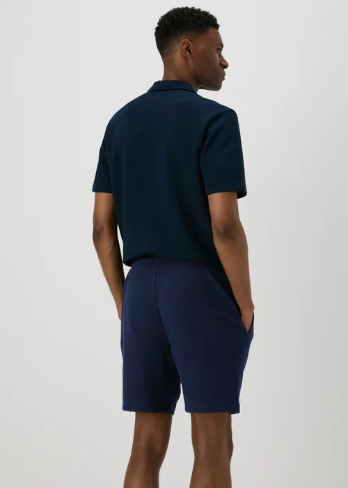 Navy Plain Textured Shorts - S Image 2