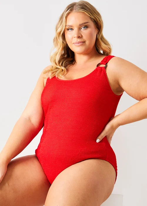 In The Style Red Crinkle Swimsuit - 10 Image 1