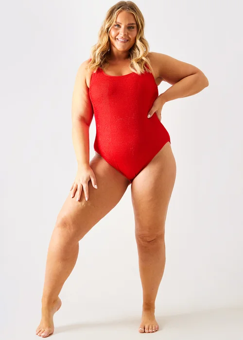 In The Style Red Crinkle Swimsuit - 10 Image 2
