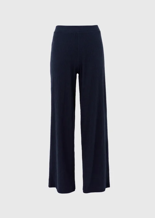 Navy Textured Trousers - Size 8 Image 5