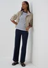 Navy Textured Trousers - Size 8 Image 4