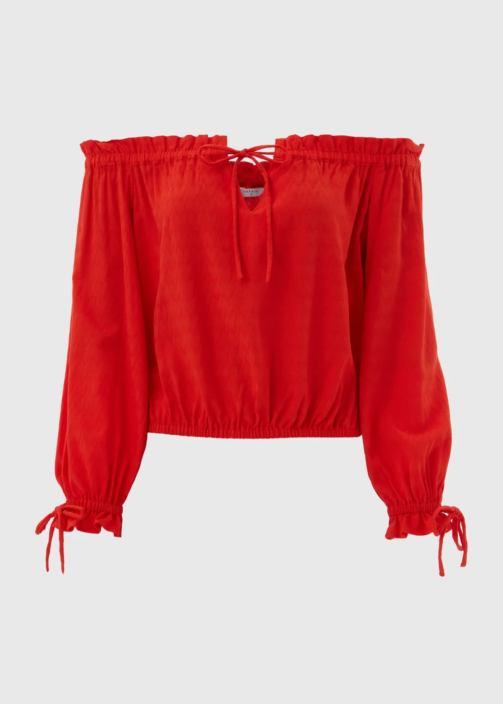 Papaya Petite Red Tie Neck Bardot Top - Size 6 Image 5