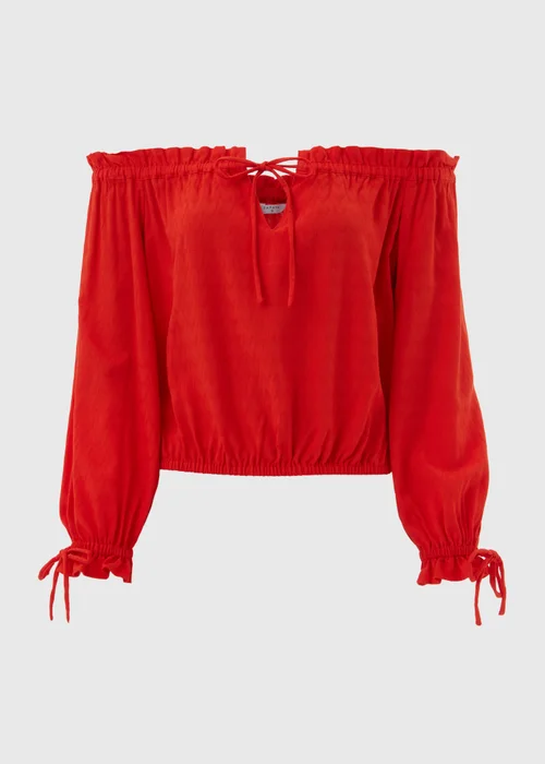 Papaya Petite Red Tie Neck Bardot Top - Size 6 Image 5