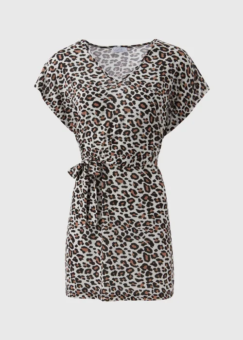 Brown Animal Print Jersey Kaftan - XS Image 4